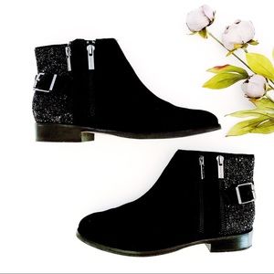 Gianni Bini Black suede & glitter ankle boot